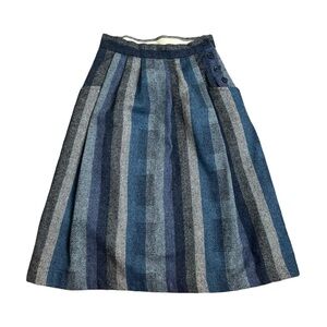 Vintage 70s Mod Monochrome Blue Midi Skirt